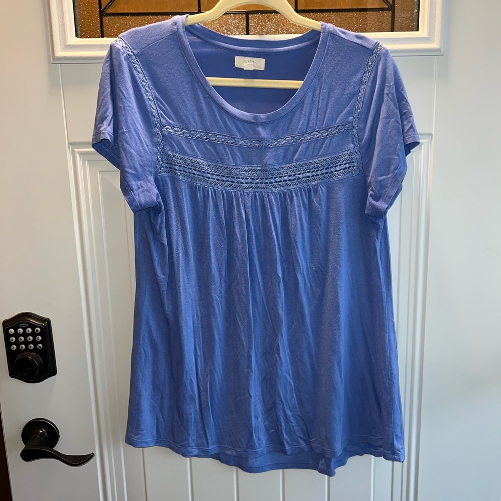 Cupio Blue Short Sleeve Top Size Large